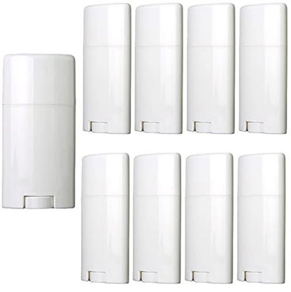 Minsily 10 Pack 75ml White Empty Deodorant Containers - Oval Twist Up Refillable Tubes for DIY Deodorants, Lip Balm, Chapstick - BPA-Free Plastic