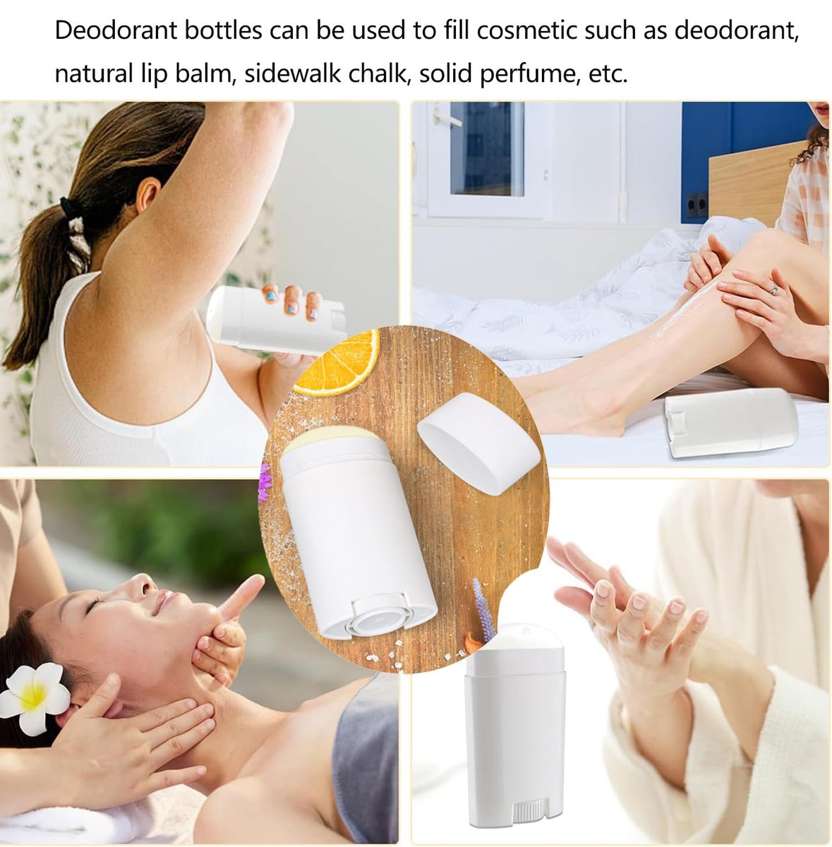 Minsily 10 Pack 75ml White Empty Deodorant Containers - Oval Twist Up Refillable Tubes for DIY Deodorants, Lip Balm, Chapstick - BPA-Free Plastic - görsel 9