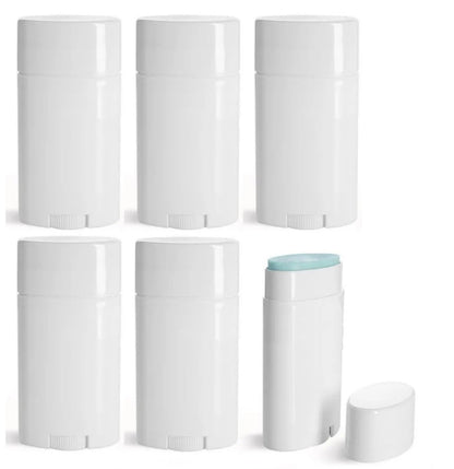 Minsily 10 Pack 75ml White Empty Deodorant Containers - Oval Twist Up Refillable Tubes for DIY Deodorants, Lip Balm, Chapstick - BPA-Free Plastic