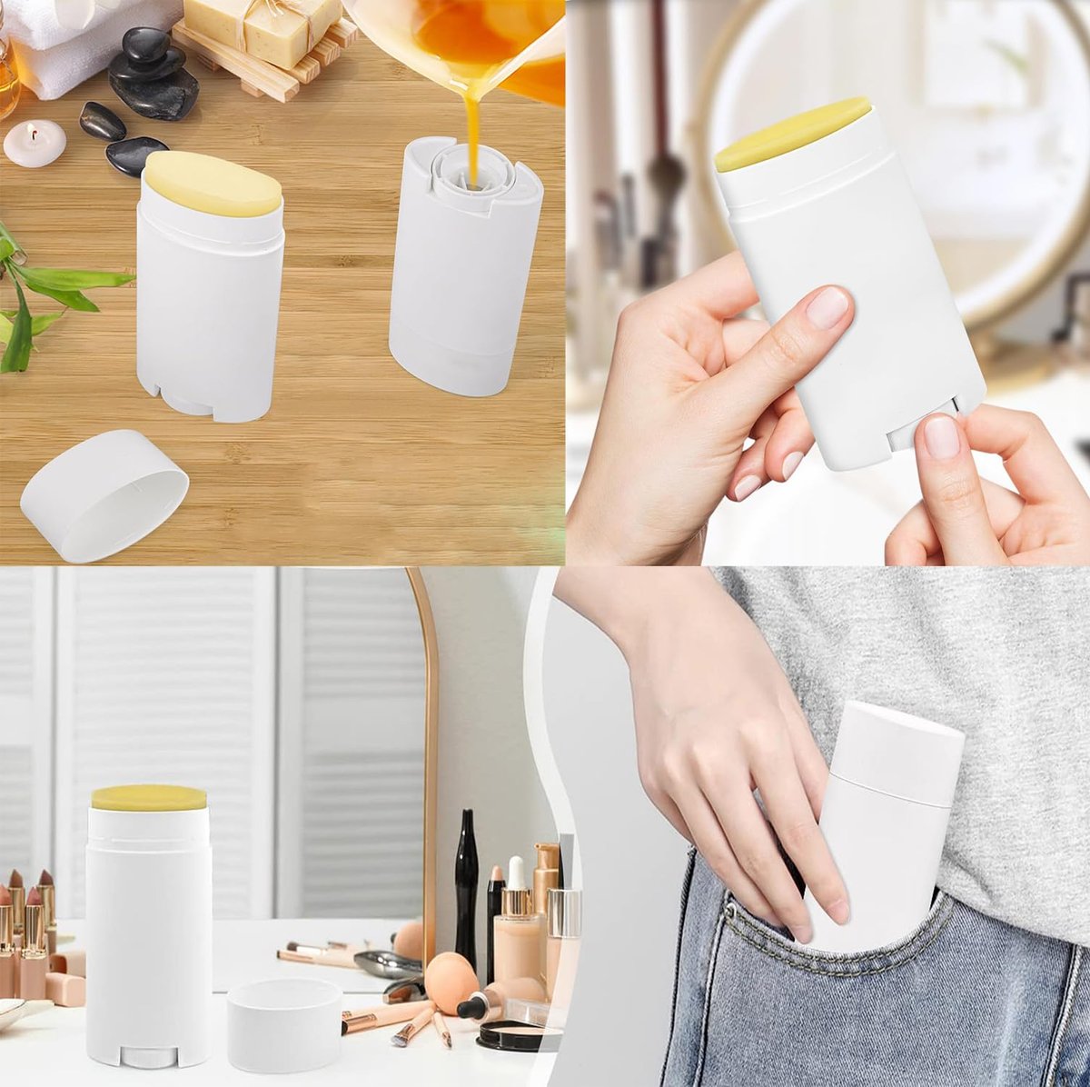 Minsily 10 Pack 75ml White Empty Deodorant Containers - Oval Twist Up Refillable Tubes for DIY Deodorants, Lip Balm, Chapstick - BPA-Free Plastic - görsel 7