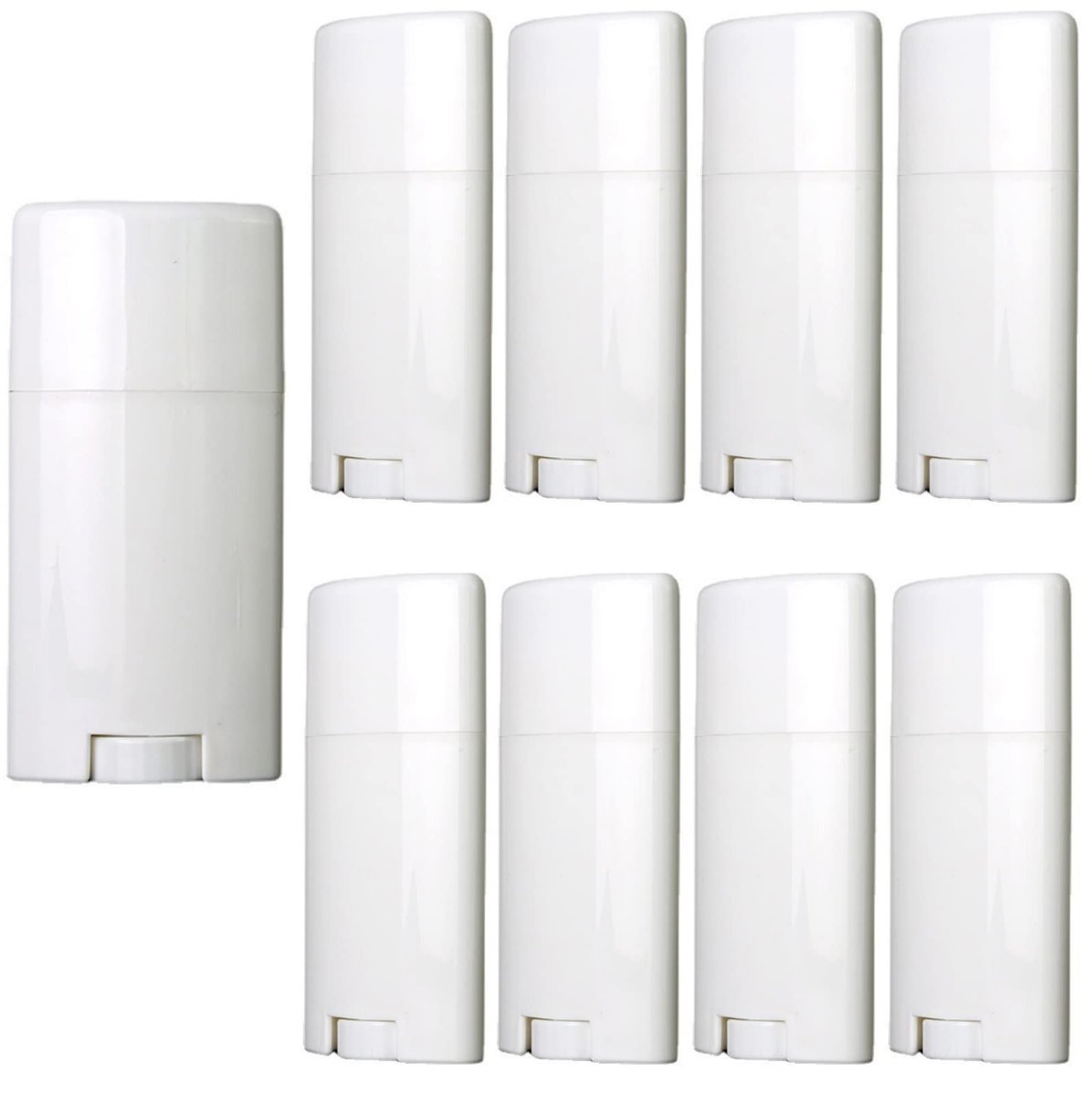 Minsily 10 Pack 75ml White Empty Deodorant Containers - Oval Twist Up Refillable Tubes for DIY Deodorants, Lip Balm, Chapstick - BPA-Free Plastic - görsel 1