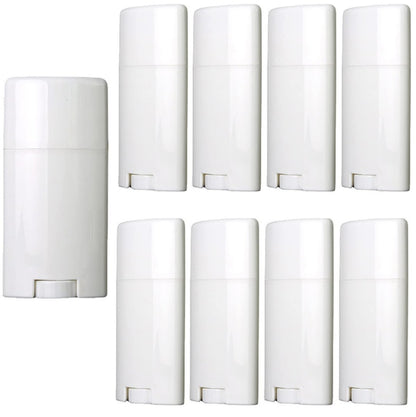 Minsily 10 Pack 75ml White Empty Deodorant Containers - Oval Twist Up Refillable Tubes for DIY Deodorants, Lip Balm, Chapstick - BPA-Free Plastic
