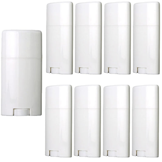 Minsily 10 Pack 75ml White Empty Deodorant Containers - Oval Twist Up Refillable Tubes for DIY Deodorants, Lip Balm, Chapstick - BPA-Free Plastic
