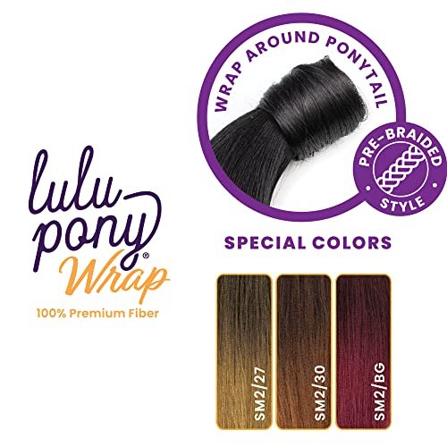 Sensationnel Lulu Pony Wrap Hair Extensions - 1B Offblack High Heat Synthetic Yaki Ponytail or Updo Hairpiece - görsel 9