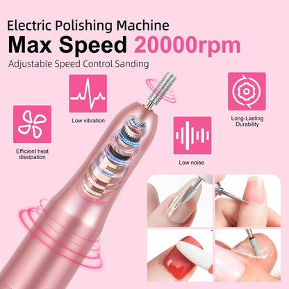 Complete Acrylic Nail Art Kit for Beginners – Manicure Set with Powder, Brush, Glitter, UV Lamp, and Drill (White) Avelisse