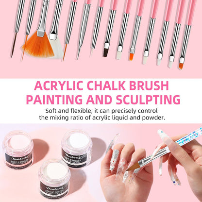 Complete Acrylic Nail Art Kit for Beginners – Manicure Set with Powder, Brush, Glitter, UV Lamp, and Drill (White) Avelisse