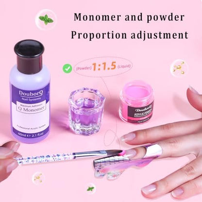 Complete Acrylic Nail Art Kit for Beginners – Manicure Set with Powder, Brush, Glitter, UV Lamp, and Drill (White) Avelisse