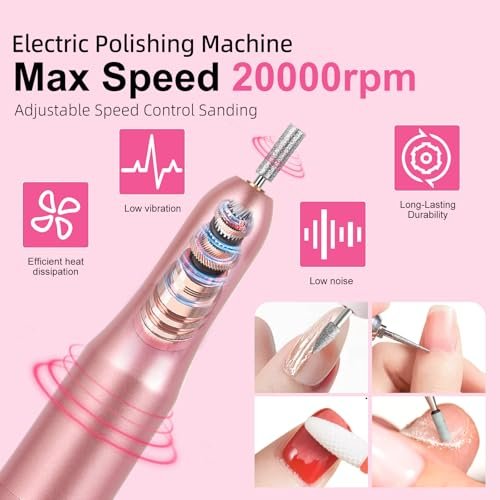 Complete Acrylic Nail Art Kit for Beginners – Manicure Set with Powder, Brush, Glitter, UV Lamp, and Drill (White) Avelisse
