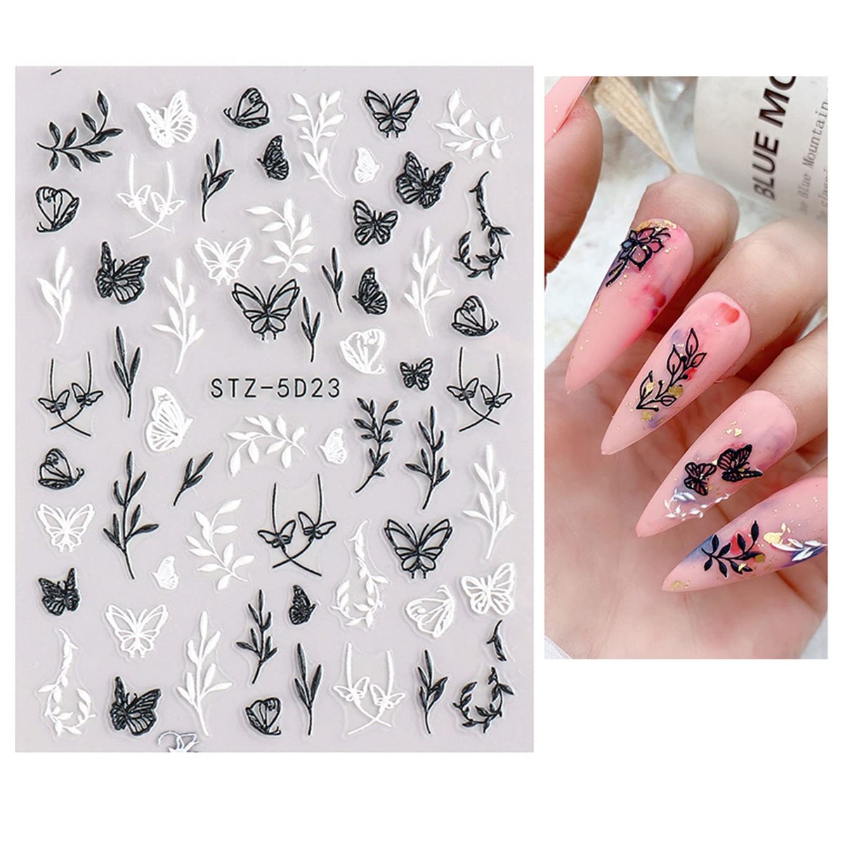 JMEOWIO 3D Embossed Flower Nail Art Stickers - Self-Adhesive Spring Floral Decals for Stunning 5D Nail Designs (4 Sheets) - görsel 9