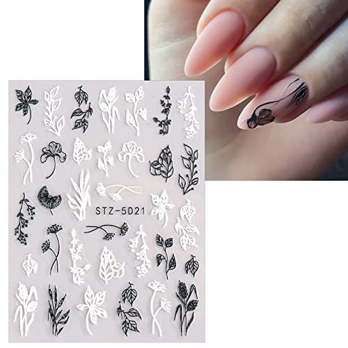 JMEOWIO 3D Embossed Flower Nail Art Stickers - Self-Adhesive Spring Floral Decals for Stunning 5D Nail Designs (4 Sheets) - görsel 12