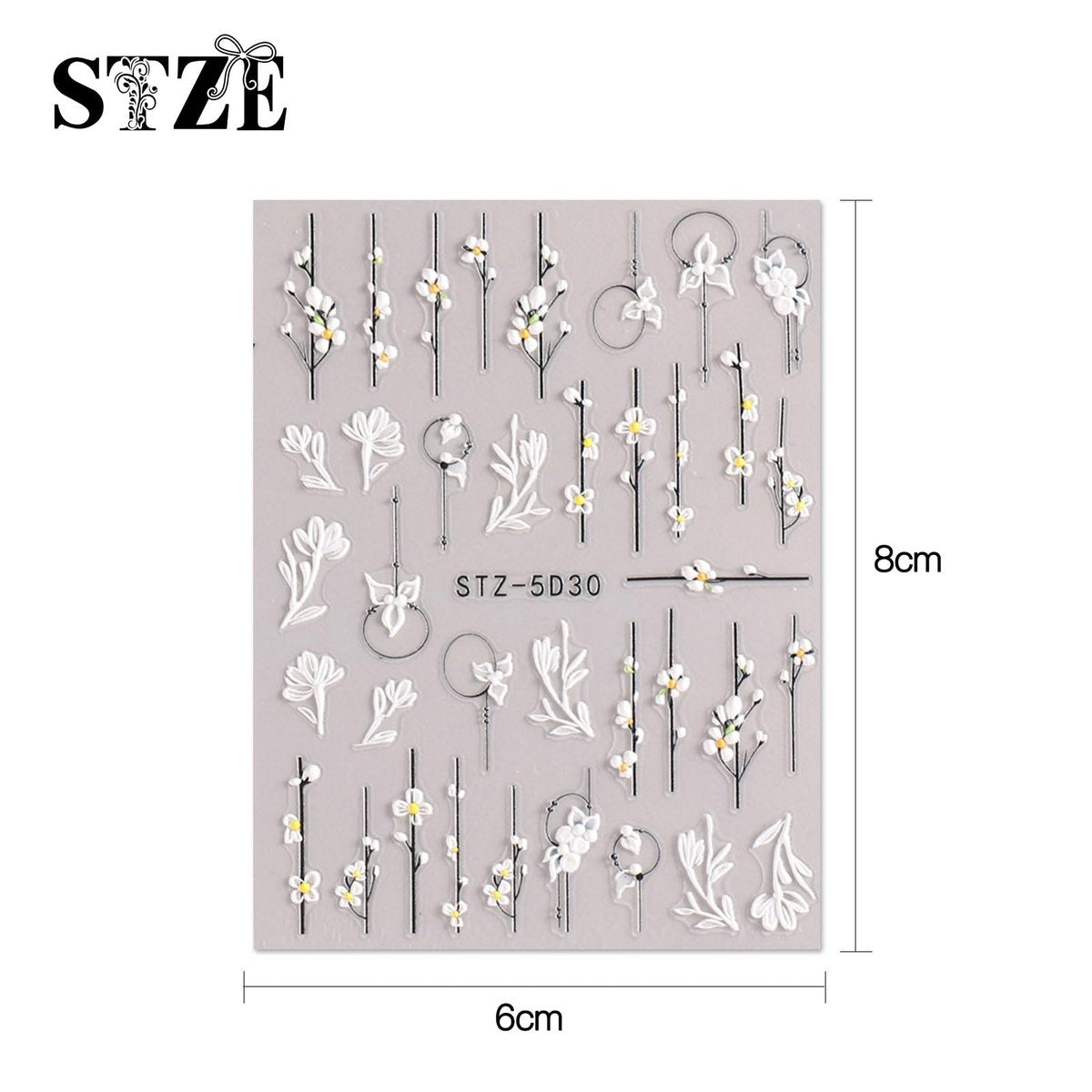 JMEOWIO 3D Embossed Flower Nail Art Stickers - Self-Adhesive Spring Floral Decals for Stunning 5D Nail Designs (4 Sheets) - görsel 13