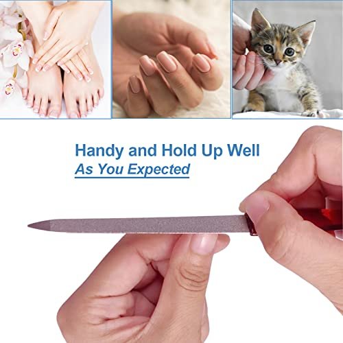 GigaGround Metal Nail File (6 Pcs) – Stainless Steel Sword Fingernail Files with Sharp Pointed Tip and Non-Slip Handle, Diamond Sapphire Grit for Natural Nails - görsel 8