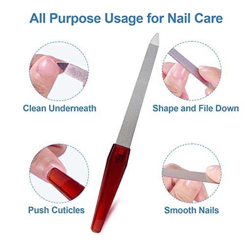 GigaGround Metal Nail File (6 Pcs) – Stainless Steel Sword Fingernail Files with Sharp Pointed Tip and Non-Slip Handle, Diamond Sapphire Grit for Natural Nails - görsel 4