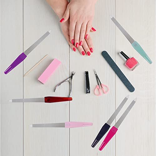 GigaGround Metal Nail File (6 Pcs) – Stainless Steel Sword Fingernail Files with Sharp Pointed Tip and Non-Slip Handle, Diamond Sapphire Grit for Natural Nails - görsel 12