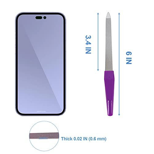 GigaGround Metal Nail File (6 Pcs) – Stainless Steel Sword Fingernail Files with Sharp Pointed Tip and Non-Slip Handle, Diamond Sapphire Grit for Natural Nails - görsel 10