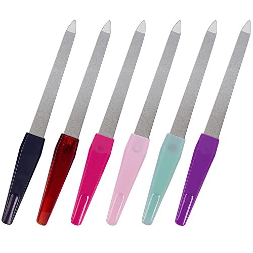 GigaGround Metal Nail File (6 Pcs) – Stainless Steel Sword Fingernail Files with Sharp Pointed Tip and Non-Slip Handle, Diamond Sapphire Grit for Natural Nails - görsel 2