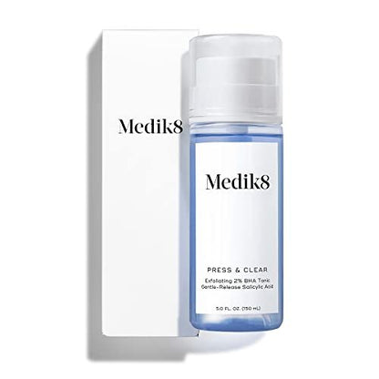 Medik8 Press and Clear Clarifying Facial Tonic - Exfoliating BHA Face Toner with Gentle-Release Salicylic Acid, 5 oz Avelisse