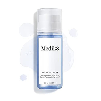 Medik8 Press and Clear Clarifying Facial Tonic - Exfoliating BHA Face Toner with Gentle-Release Salicylic Acid, 5 oz Avelisse