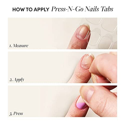 Glamnetic Press 'n Go Instant Nail Adhesive Tabs – Short-Term Wear, Easily Removable & Less Damaging, Customized Fit (90 Tabs)