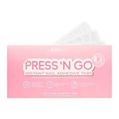 Glamnetic Press 'n Go Instant Nail Adhesive Tabs – Short-Term Wear, Easily Removable & Less Damaging, Customized Fit (90 Tabs)