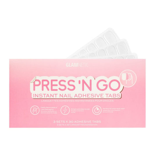 Glamnetic Press 'n Go Instant Nail Adhesive Tabs – Short-Term Wear, Easily Removable & Less Damaging, Customized Fit (90 Tabs)