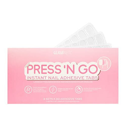 Glamnetic Press 'n Go Instant Nail Adhesive Tabs – Short-Term Wear, Easily Removable & Less Damaging, Customized Fit (90 Tabs)