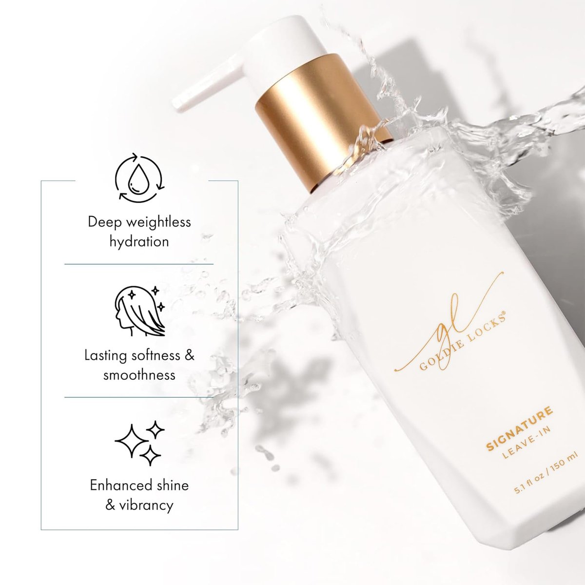 Goldie Locks Signature Leave-In Conditioner - Lightweight Daily Hydration, Frizz Control, Protein-Free - Safe for Extensions & Color-Treated Hair - 5.1 fl oz Avelisse
