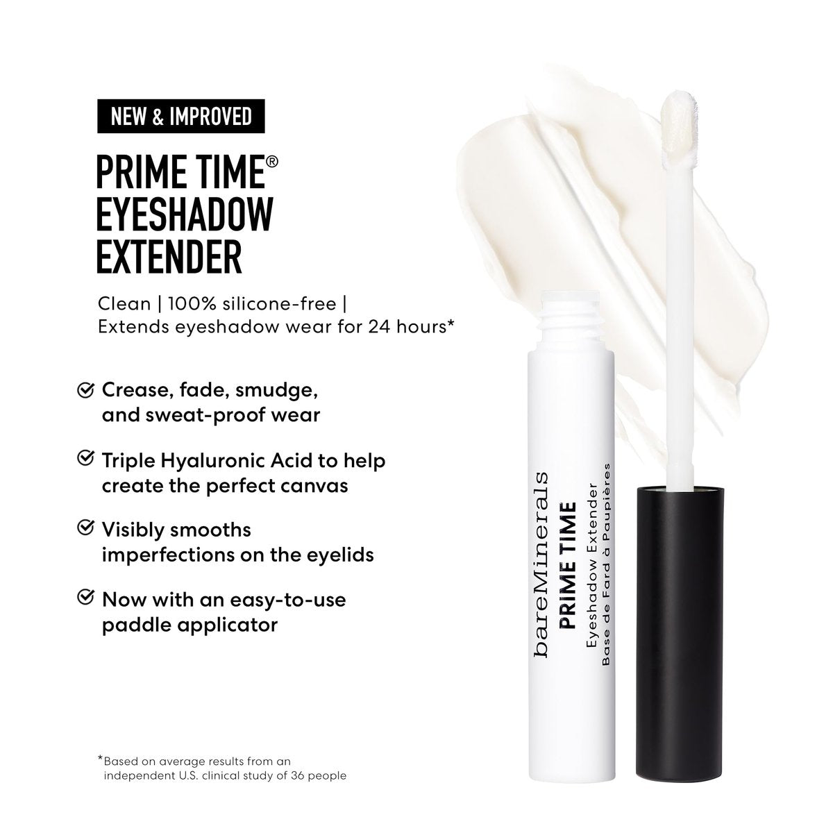bareMinerals Prime Time Eyeshadow Extender - 24-Hour Wear, Crease-Proof & Waterproof Eye Primer (1 oz) Avelisse