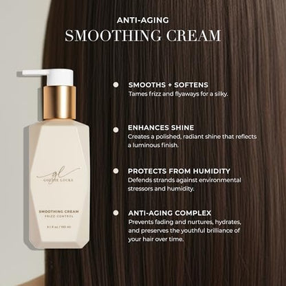 Goldie Locks Anti-Frizz Smoothing Cream - Moisturizing & Boosts Softness & Elasticity - Locks Out Frizz for Shine - Safe for Extensions & Color-Treated Hair - Protein-Free - 5.1 fl oz Avelisse