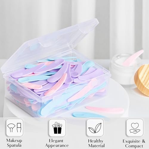 TUZAZO 200pcs Mini Spatula for Cosmetics - Bulk Disposable Makeup Spatulas, Plastic Scoop Spatulas for Cosmetic Mixing and Sampling (Multi Colored with Storage Box) - görsel 6