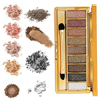 Virtegasas 9-Color Glitter Eyeshadow Palette - Shimmer Sparkle Highly Pigmented Waterproof Long-Lasting Eye Shadow Makeup Set Avelisse