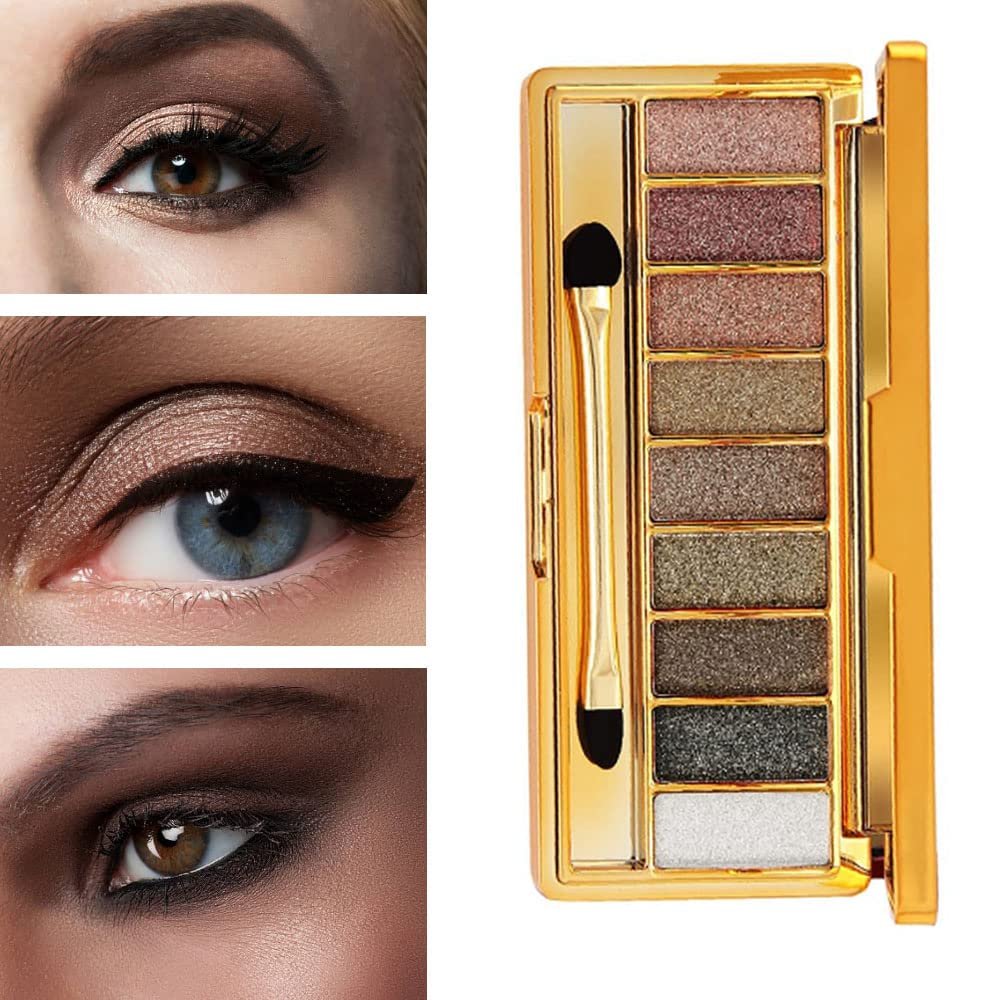 Virtegasas 9-Color Glitter Eyeshadow Palette - Shimmer Sparkle Highly Pigmented Waterproof Long-Lasting Eye Shadow Makeup Set Avelisse