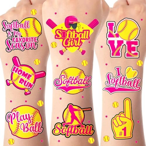 Serencatcher 144 Pcs Softball Temporary Tattoos - Waterproof Baseball Party Favors for Kids, Team Rewards, and Sports Decorations - görsel 2