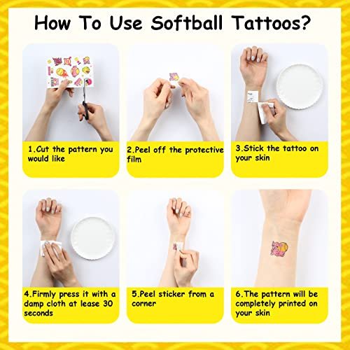 Serencatcher 144 Pcs Softball Temporary Tattoos - Waterproof Baseball Party Favors for Kids, Team Rewards, and Sports Decorations - görsel 12