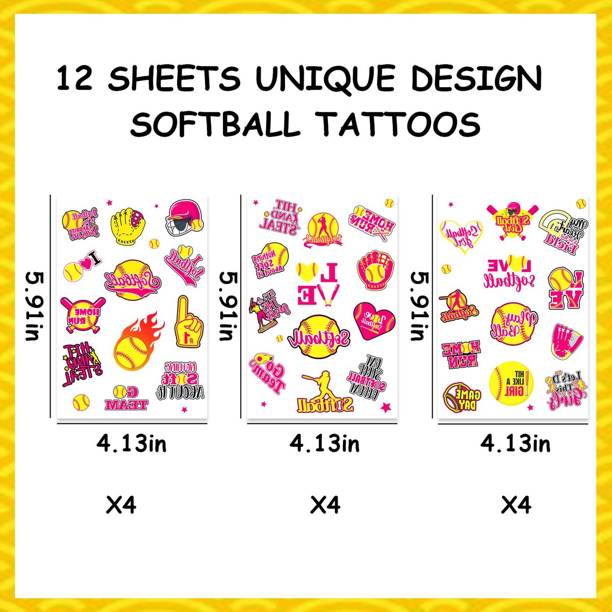 Serencatcher 144 Pcs Softball Temporary Tattoos - Waterproof Baseball Party Favors for Kids, Team Rewards, and Sports Decorations - görsel 5