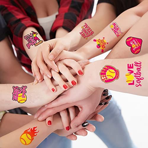 Serencatcher 144 Pcs Softball Temporary Tattoos - Waterproof Baseball Party Favors for Kids, Team Rewards, and Sports Decorations - görsel 4