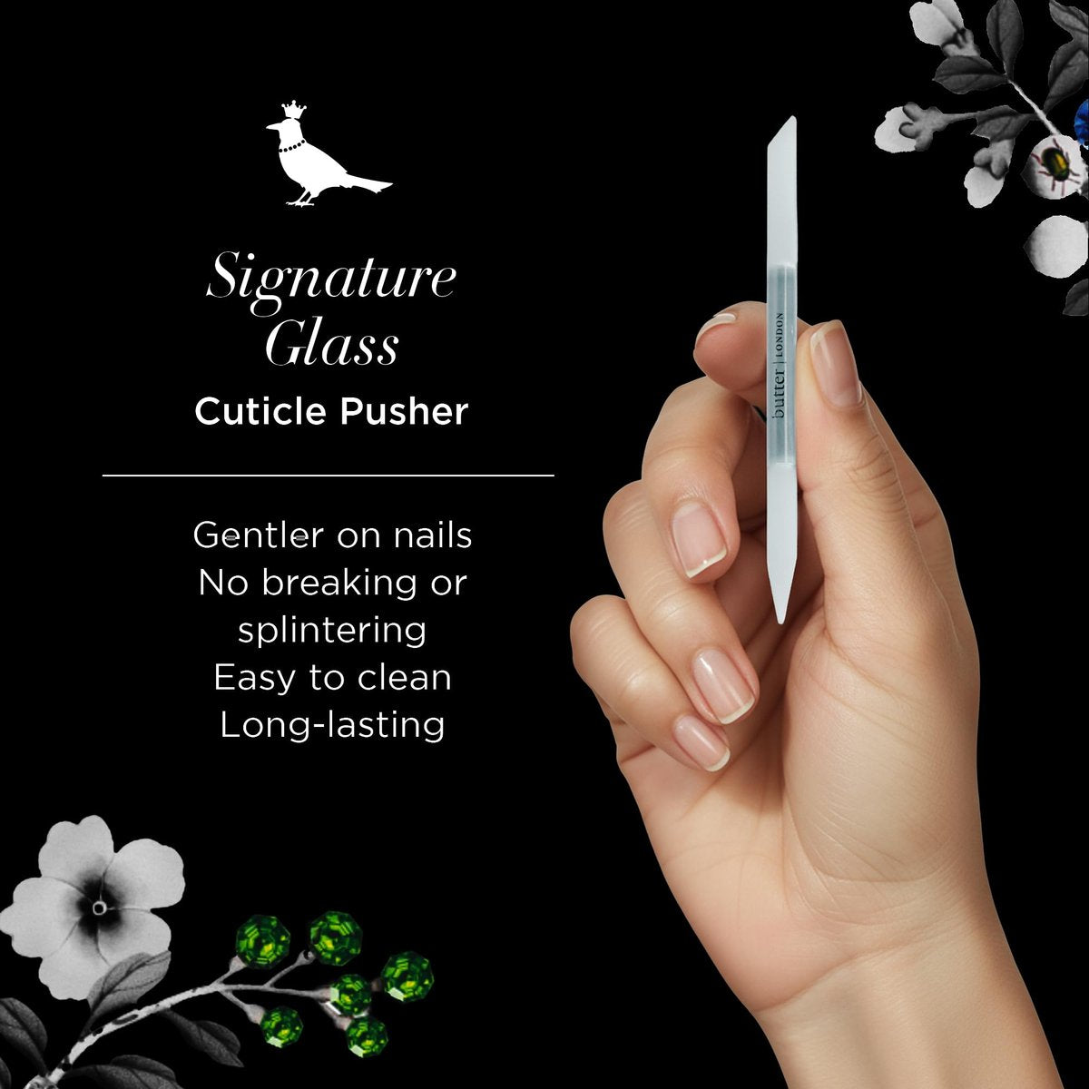 butter London Glass Cuticle Pusher – Professional Manicure & Pedicure Tool for Natural Nails | Signature Glass Collection - görsel 3