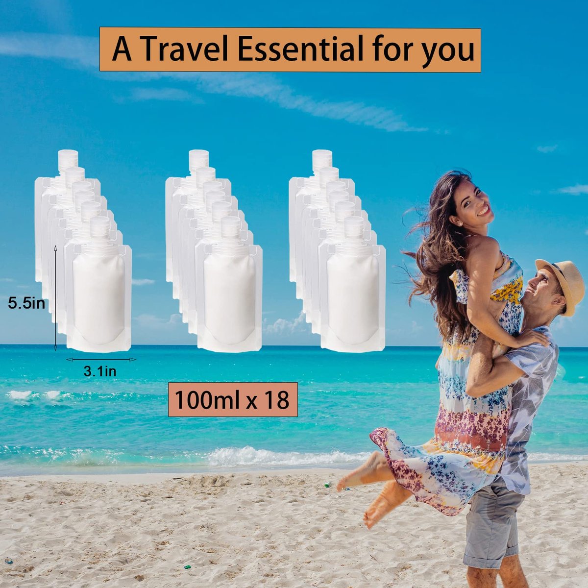 GUXACU 18 PCS Travel Pouches - TSA Approved Leak Proof Makeup Packing Bags - Travel Size Toiletries Containers (White, 100ml) - görsel 9