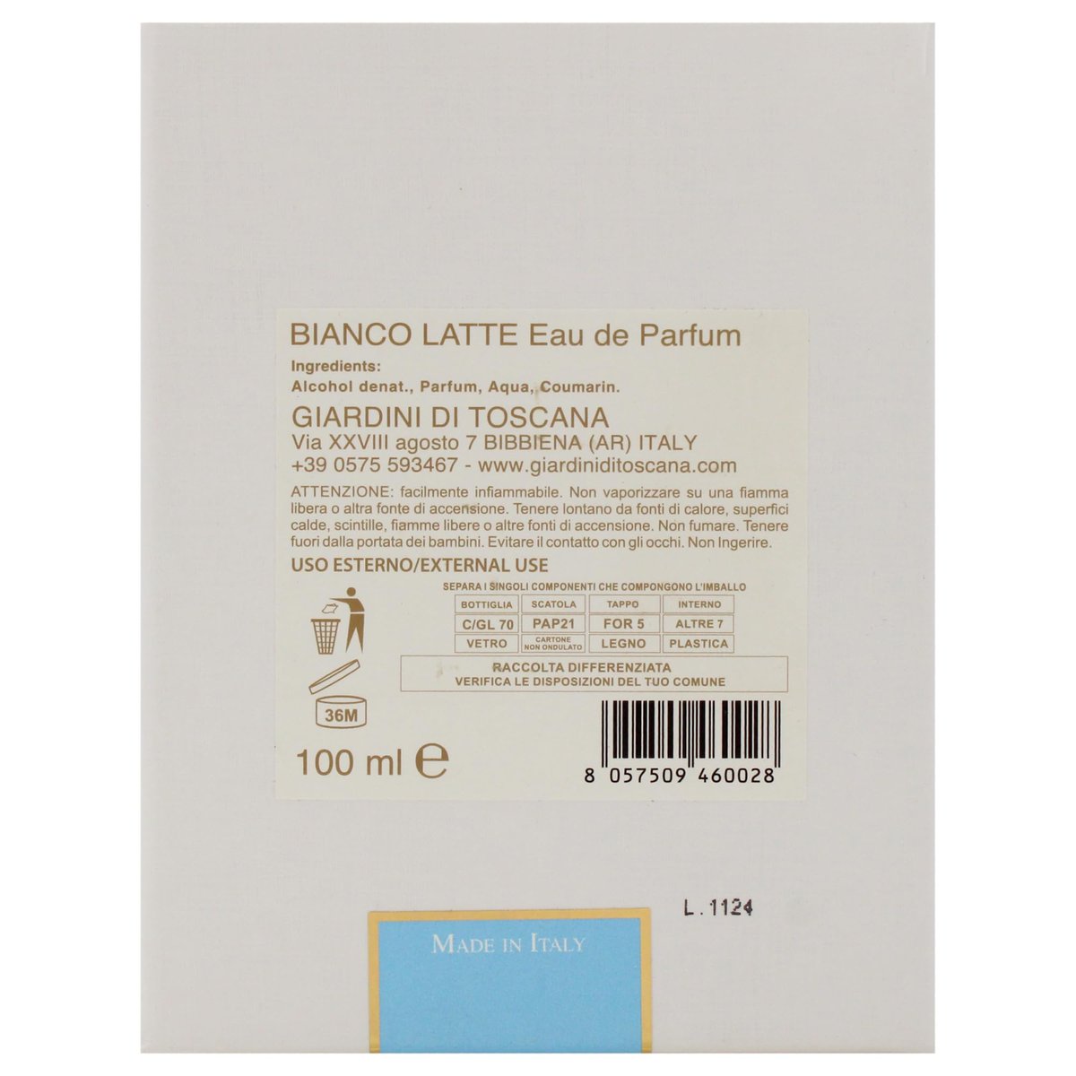 Bianco Latte Eau de Parfum by Giardini Di Toscana - 3.4 oz Unisex Fragrance Spray Avelisse