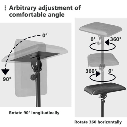 ZHOOGE Tattoo Armrest Stand with Tray - Foldable Tattoo Arm Leg Rest, Adjustable Height and Tilt, Heavy Duty with Black Leather Pad for Tattoo Studio Avelisse