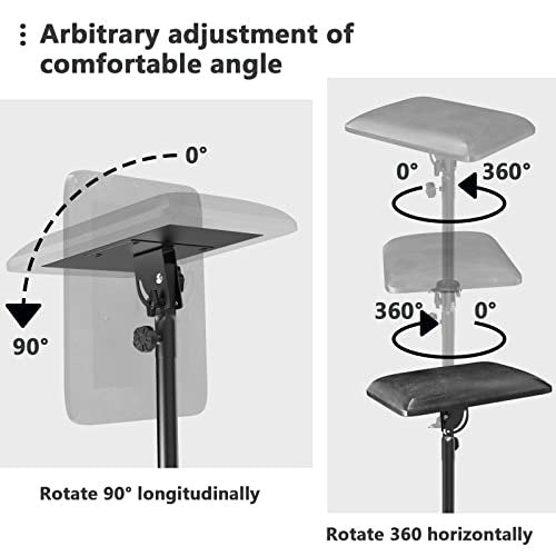 ZHOOGE Tattoo Armrest Stand with Tray - Foldable Tattoo Arm Leg Rest, Adjustable Height and Tilt, Heavy Duty with Black Leather Pad for Tattoo Studio Avelisse