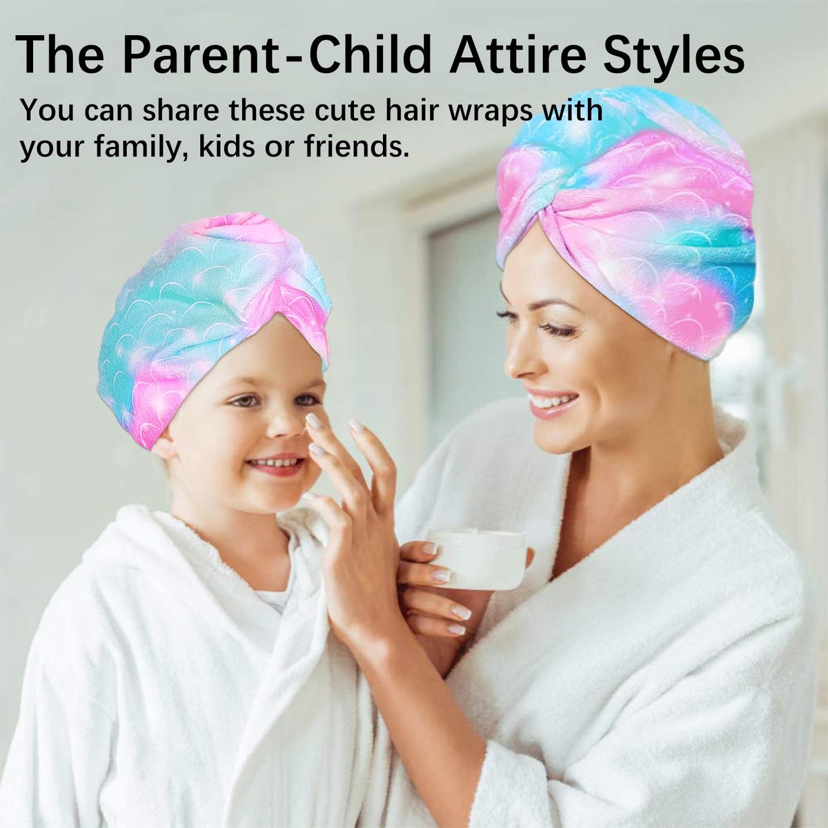 RETON 4 Pack Microfiber Hair Drying Towel - Super Absorbent Hair Wrap for Kids, Girls, Women - Fast Drying Hair Turban for Curly, Long, Thick Wet Hair Avelisse
