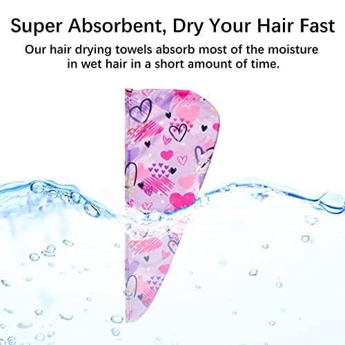 RETON 4 Pack Microfiber Hair Drying Towel - Super Absorbent Hair Wrap for Kids, Girls, Women - Fast Drying Hair Turban for Curly, Long, Thick Wet Hair Avelisse