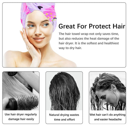 RETON 4 Pack Microfiber Hair Drying Towel - Super Absorbent Hair Wrap for Kids, Girls, Women - Fast Drying Hair Turban for Curly, Long, Thick Wet Hair Avelisse