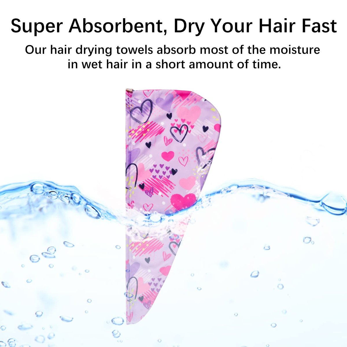 RETON 4 Pack Microfiber Hair Drying Towel - Super Absorbent Hair Wrap for Kids, Girls, Women - Fast Drying Hair Turban for Curly, Long, Thick Wet Hair Avelisse
