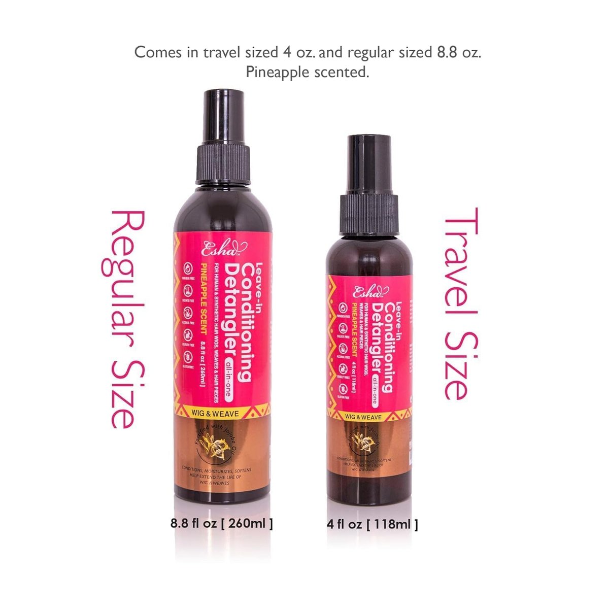 Esha Girl Wig & Weave Leave-In Conditioner & Detangler Spray – Moisturizes, Softens & Revives Human Hair & Synthetic Wigs, Weaves, Extensions & Braids | Sulfate-Free | Pineapple Scent | 4 fl oz Avelisse