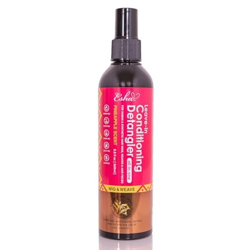 Esha Girl Wig & Weave Leave-In Conditioner & Detangler Spray – Moisturizes, Softens & Revives Human Hair & Synthetic Wigs, Weaves, Extensions & Braids | Sulfate-Free | Pineapple Scent | 4 fl oz Avelisse