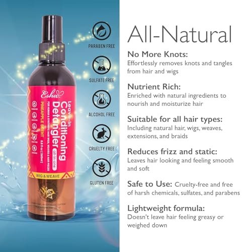 Esha Girl Wig & Weave Leave-In Conditioner & Detangler Spray – Moisturizes, Softens & Revives Human Hair & Synthetic Wigs, Weaves, Extensions & Braids | Sulfate-Free | Pineapple Scent | 4 fl oz Avelisse