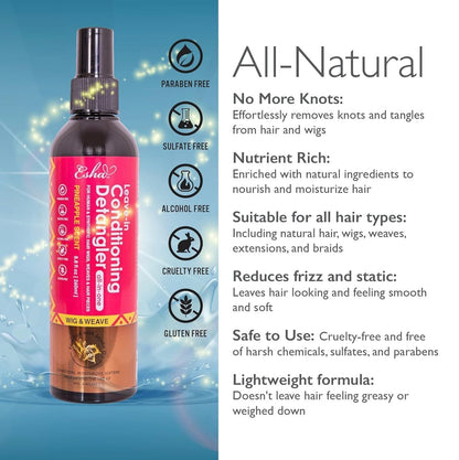 Esha Girl Wig & Weave Leave-In Conditioner & Detangler Spray – Moisturizes, Softens & Revives Human Hair & Synthetic Wigs, Weaves, Extensions & Braids | Sulfate-Free | Pineapple Scent | 4 fl oz Avelisse