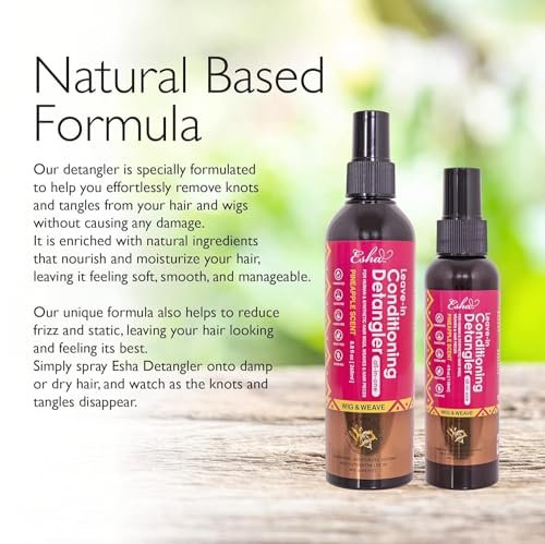 Esha Girl Wig & Weave Leave-In Conditioner & Detangler Spray – Moisturizes, Softens & Revives Human Hair & Synthetic Wigs, Weaves, Extensions & Braids | Sulfate-Free | Pineapple Scent | 4 fl oz Avelisse
